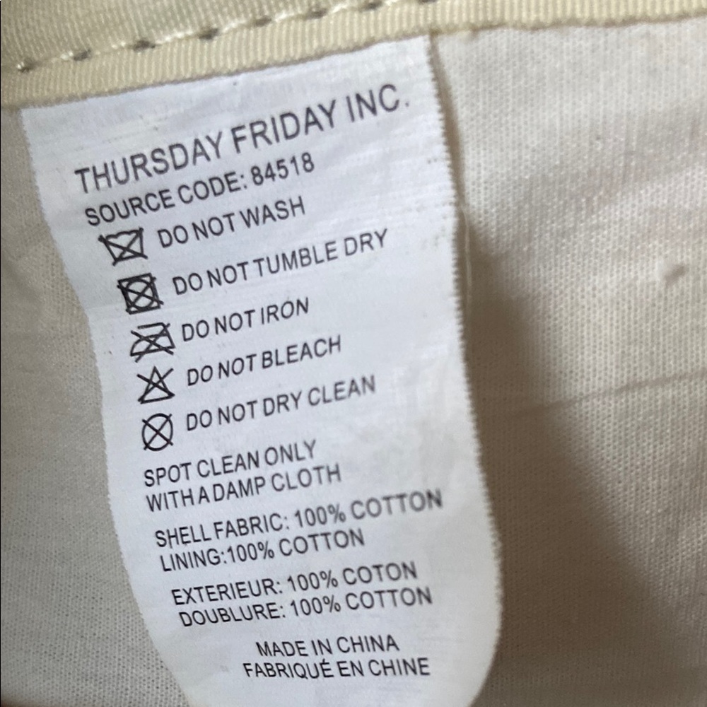 Thursday Friday Canvas Coated Quilt Print Tote Bag Cream Tan Gold - Picture 7 of 16